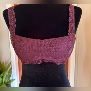 Aerie Lace Bralette in maroon sz small